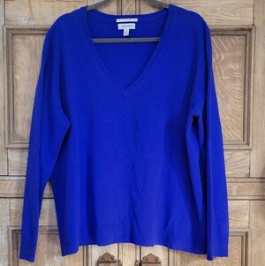 Nordstrom 100% Cashmere Women's V-Neck Sweater in Royal Blue